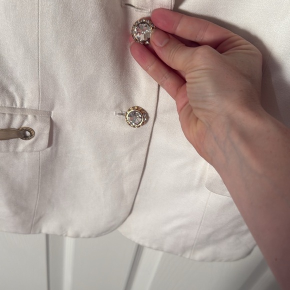 Women's Cream Blazer with Gold Accents David York size small - Picture 6 of 7